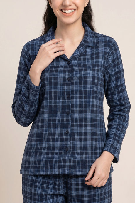 Zivame Flannel Woven Pyjama Set - French Blue — image 5